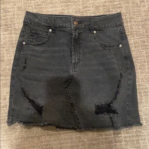 Black denim mini skirt